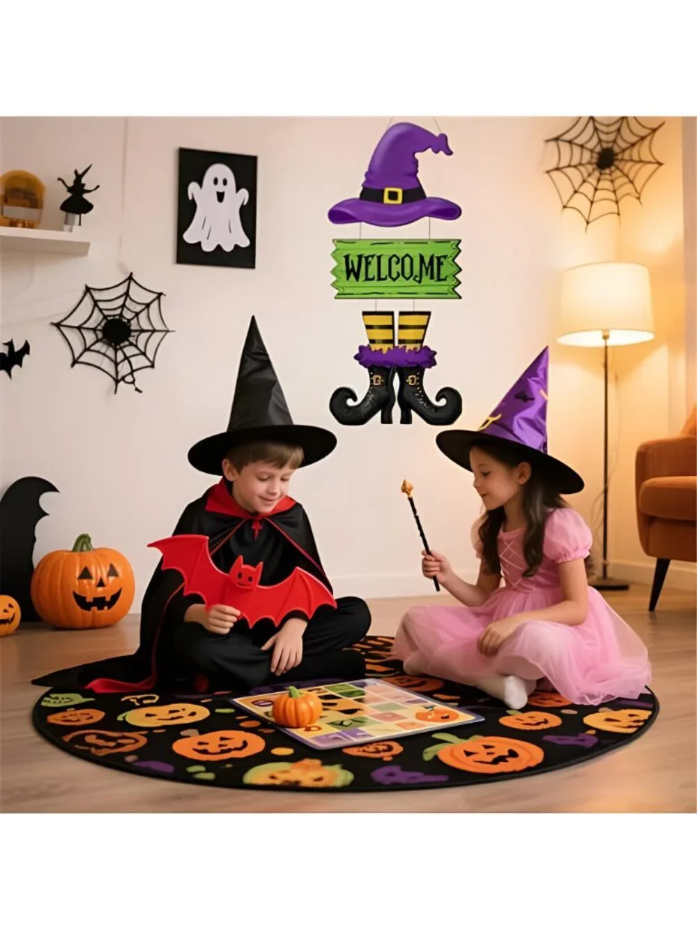 Halloween Door Sign Witch Wreath Decorations Witch Welcome Door Sign Hallowee
